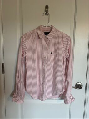 Abercrombie & Fitch Light Pink and White Striped Button-Down Shirt